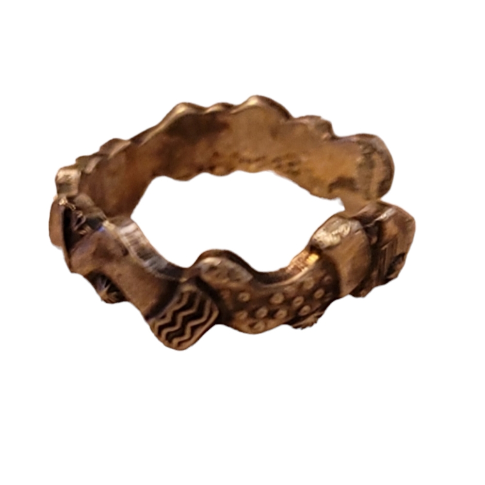 Vintage Christmas Stocking Open End Hand Forged Spoon Ring Size 4
